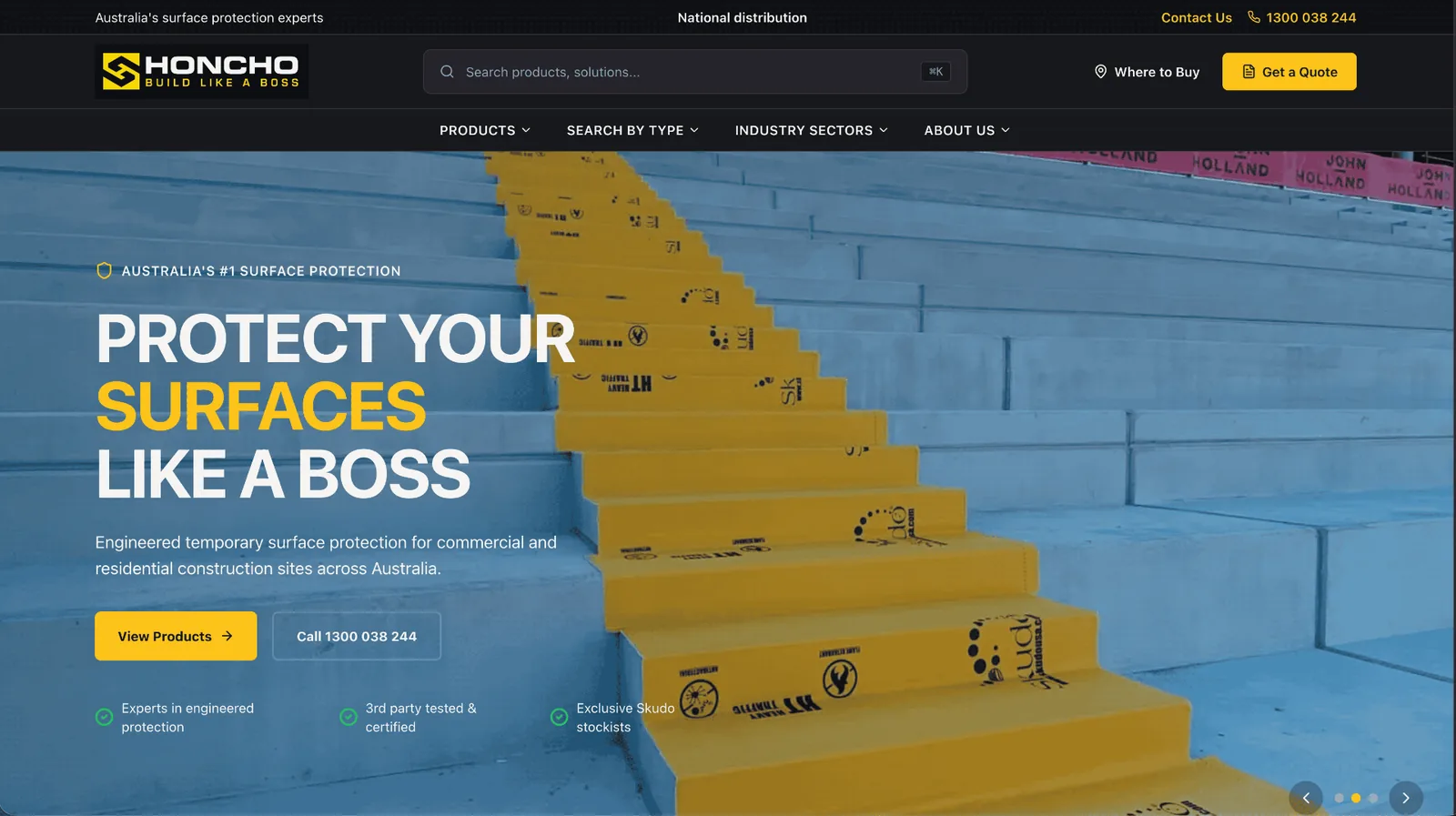 After desktop website redesign for Honcho Supplies - TRADE & SUPPLIES by Kind Digital